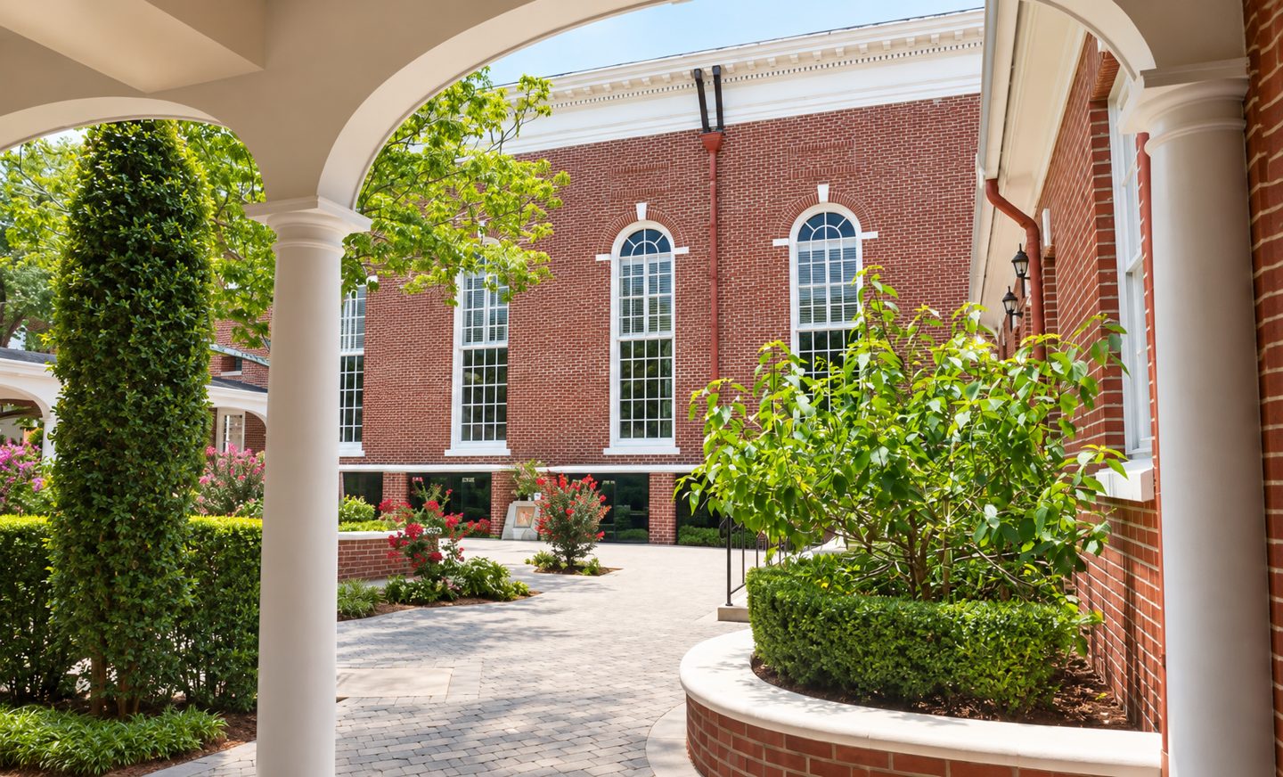 Courtyard at The Winter Park School near Park Avenue in Winter Park, Florida.